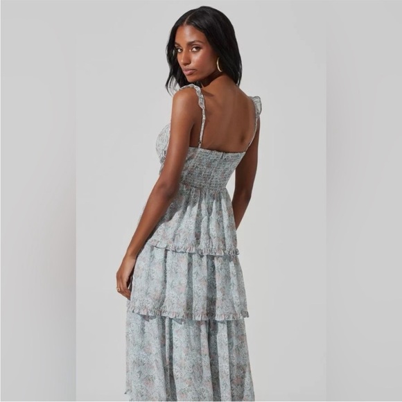 NWT ASTR The Label Flutter Strap Floral Tiered Dress Size M - Picture 2 of 5